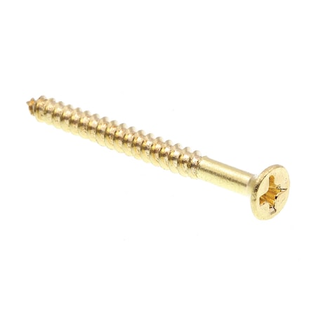 Prime-Line Wood Screw, Flat Head, Phillips Drive No. 6 X 1-1/2in Solid Brass 100PK 9034826